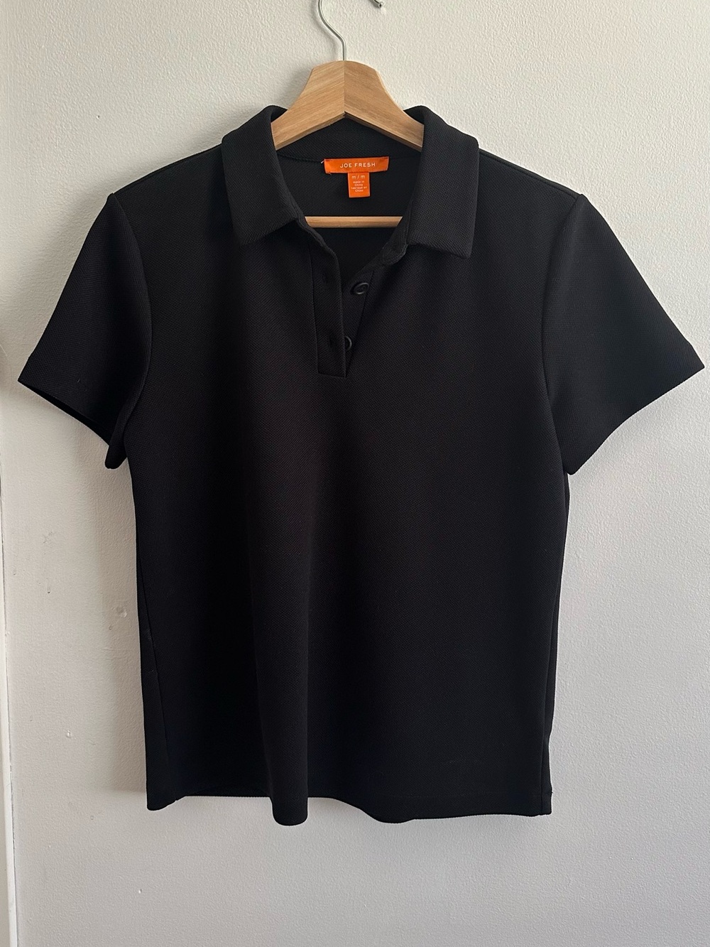 Joe Fresh Black Short Sleeve Polo with Classic Collar